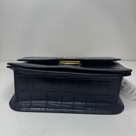 COACH Brynn Crossbody Crocodile Embossed Flap Leather Bag Blue - Picture 10 of 15